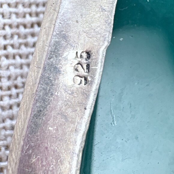 VTG Sterling Silver 925 Green Onyx Triangle Pendant Necklace Size 30" Length - Picture 5 of 14